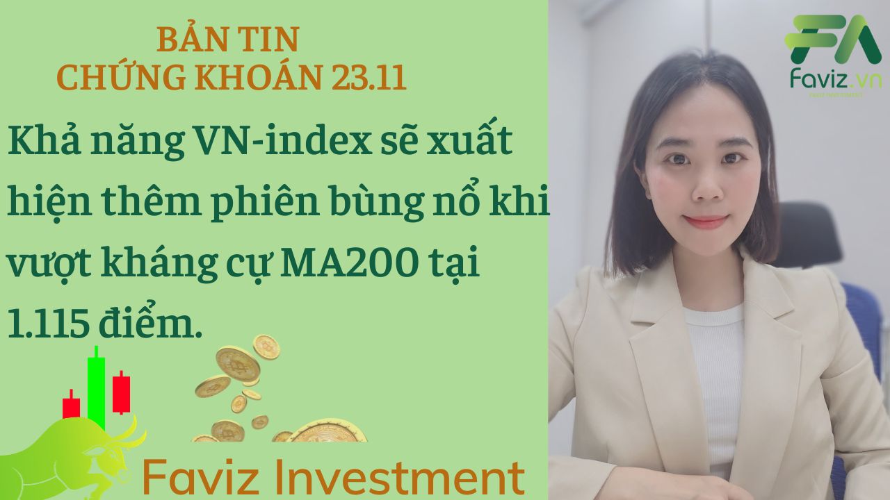 23/11/2023 Khả năng VN-index sẽ xuất hiện thêm phiên bùng nổ khi vượt kháng cự MA200